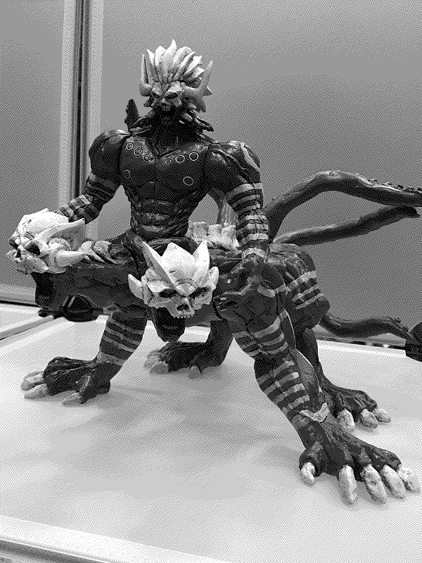 A full body photo of Hybrid Enemy's Azel figure taken in front of it.