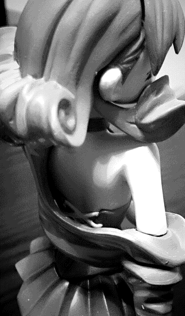 Close up of the Elegy figure focused on her back and exposed shoulder.