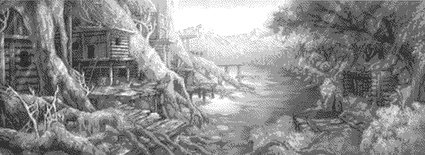 A series of houses built within the swampland on the roots of the world tree, presumed to be the house of John.