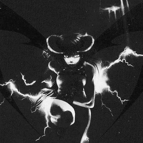 Main antagonist Luca kneeling in front of a stormy background.