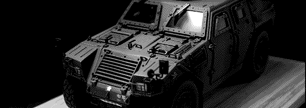 A model of a Komatsu LAV in darkness.