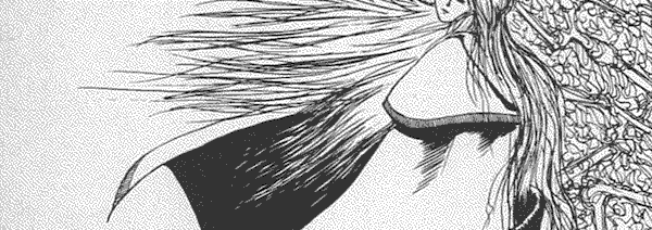 The Tokyo Tower Witch stands next to a biological mass.