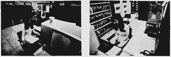 A laboratory background filled with many computers.